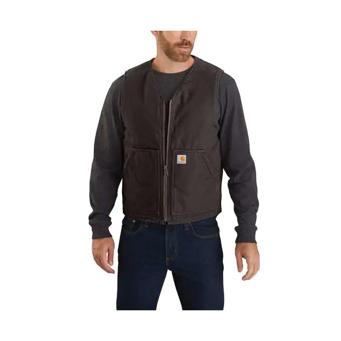 Carhartt Men's Cotton Relaxed Fit Washed Duck Sherpa-Lined Vest
