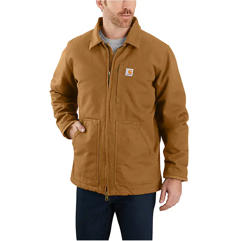 Carhartt Men's Sherpa-Lined Field Jacket - Loose Fit - Washed Duck - Brown