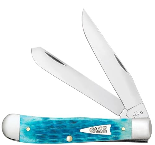 Case XX Crandall Jig Sky Blue Bone Trapper Pocket Knife Slipjoint 50640