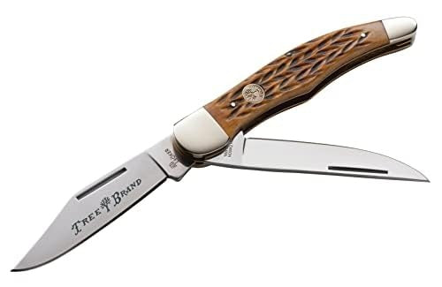 Boker Folding Hunter 4.5 Inch Pocket Knife, Jigged Brown Bone, Traditional Series 2.0