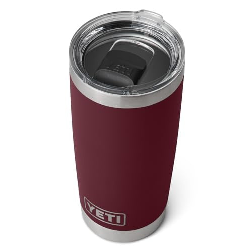 YETI Rambler 20 Oz Tumbler, Stainless Steel, Vacuum Insulated with MagSlider Lid, Wild Vine Red