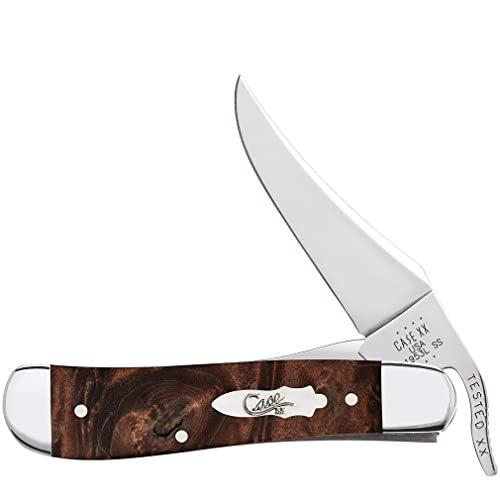 Case XX WR POCKET KNIFE RUSSLOCK - BROWN MAPLE BURL WOOD, ITEM 64068, LENGTH CLOSED 4 1/4 INCH (71953L SS)