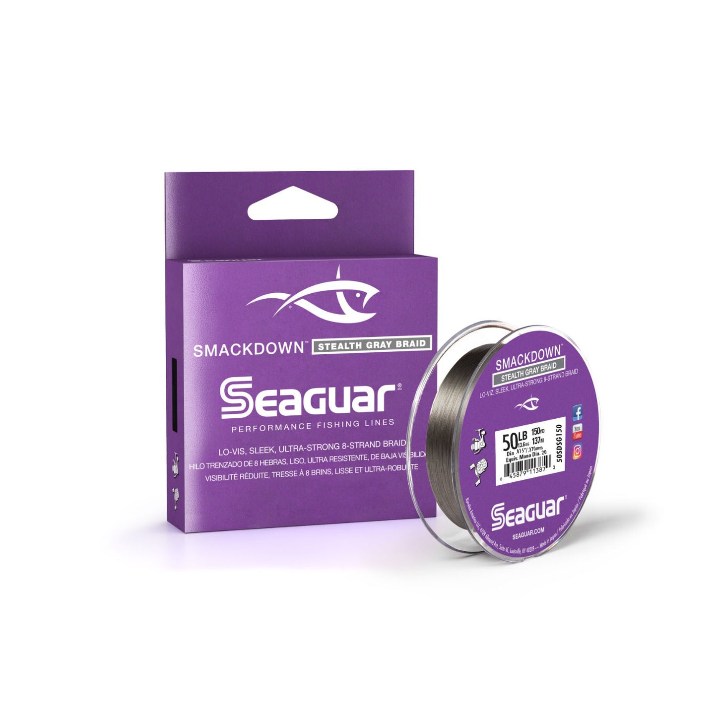 Seaguar Smackdown Low Visibility Fishing Line 50lbs 150yds Break Strength/Length Stealth Gray - 50SDSG150