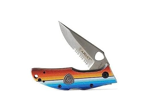 ARIAT Western Knife Serrated 3" Blade Folding Knife Serape Clip Multi-Color Handle A710012197-M