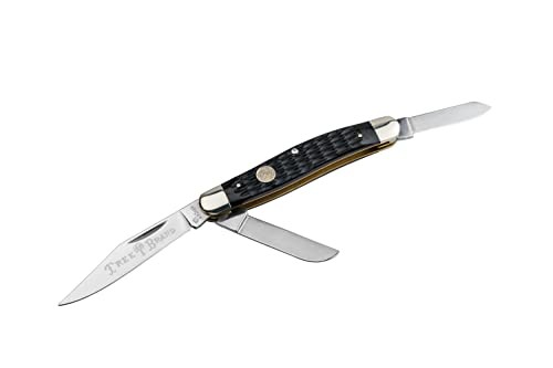 Boker Large Stockman 4 Inch Pocket Knife, Jigged Black Bone, Traditional Series 2.0