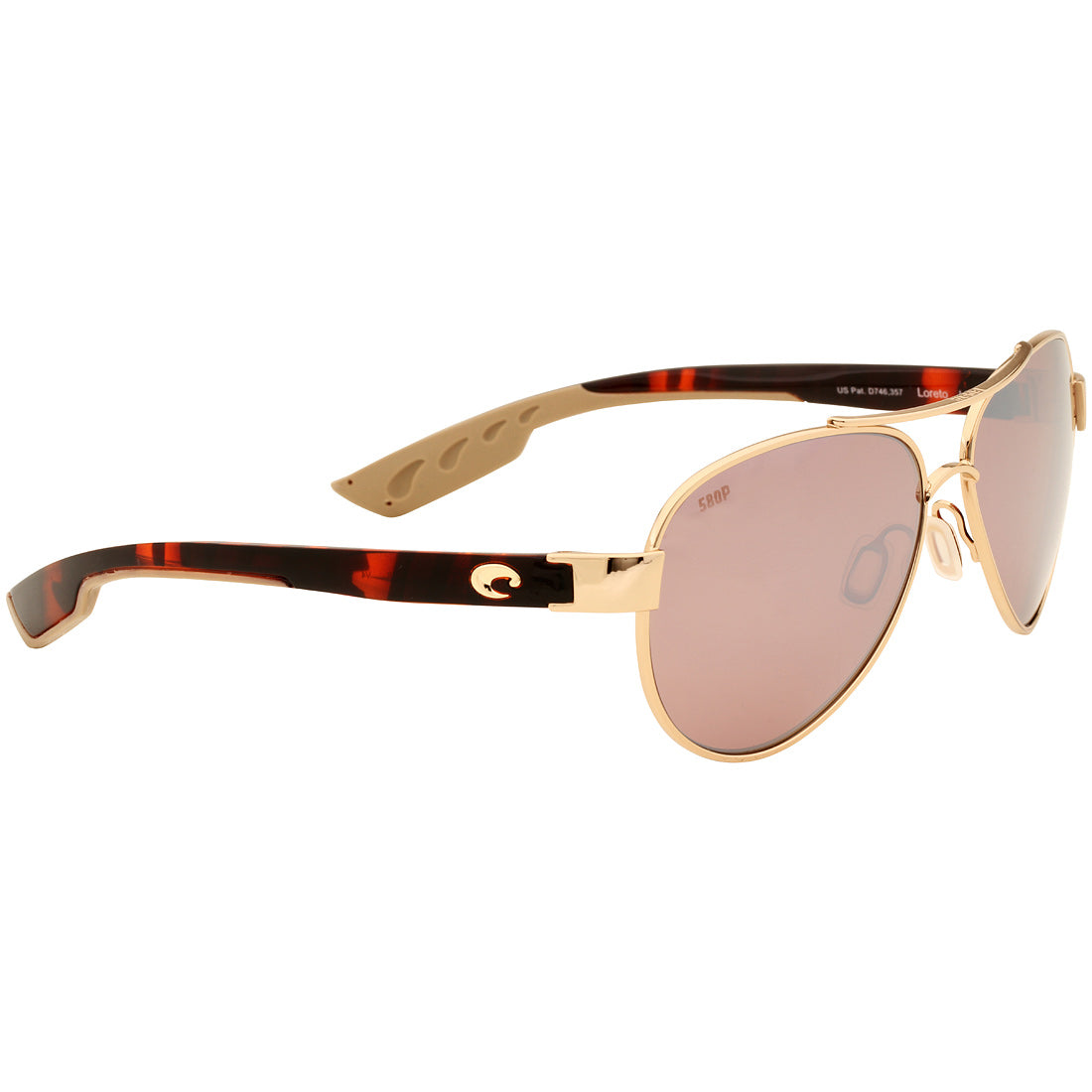 Costa Del Mar Sunglasses 06 S 4006 400612 Loreto 64 Rose Gold Copper Sil