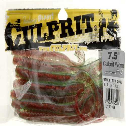 Culprit 7.5 Original Worm Watermelon Red Flake Core 18 Count