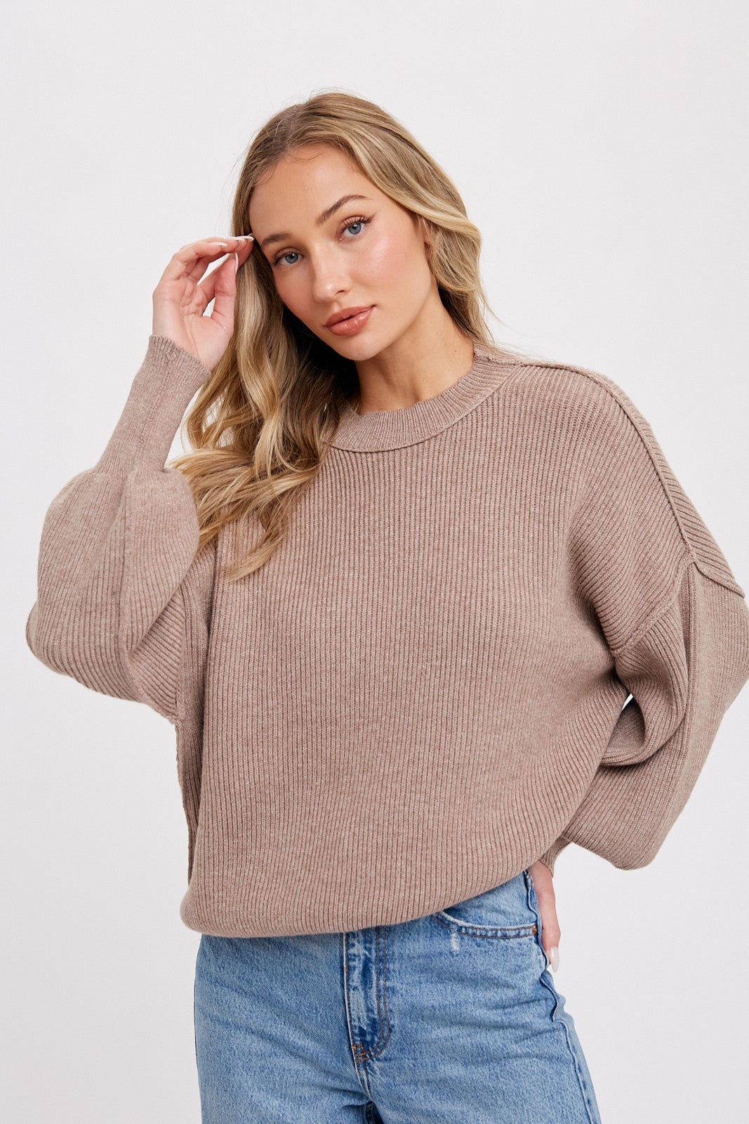 Ribbed Mock Neck Pullover