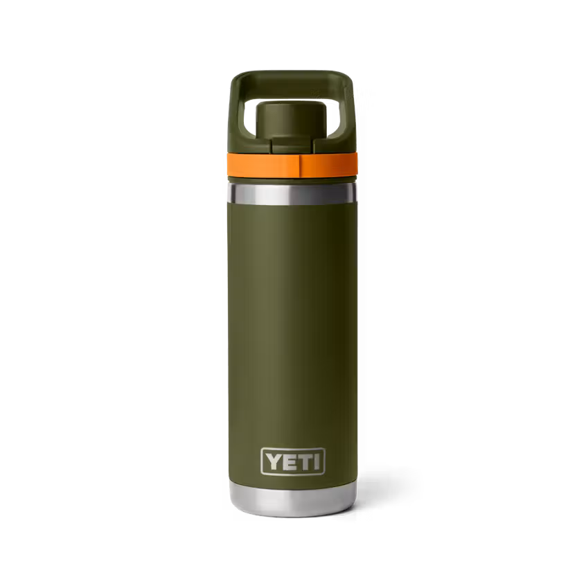 YETI - Rambler 18oz Water Bottle w/Color-Blocked Flip Chug Cap - Olive/King Crab Orange