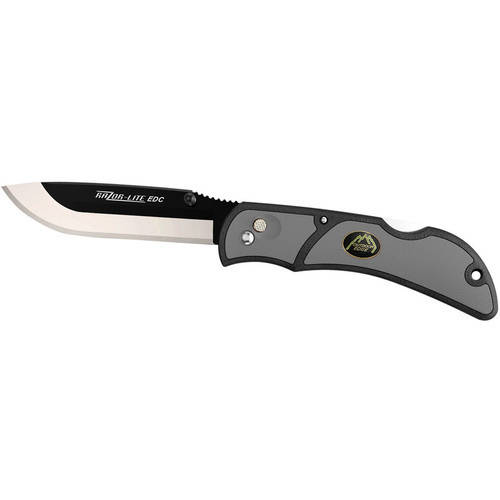 Outdoor Edge RLY50C Razor-Lite EDC 3.5 420J2 Stainless Steel Drop Point Tanto Polymer Black Gray Inserts