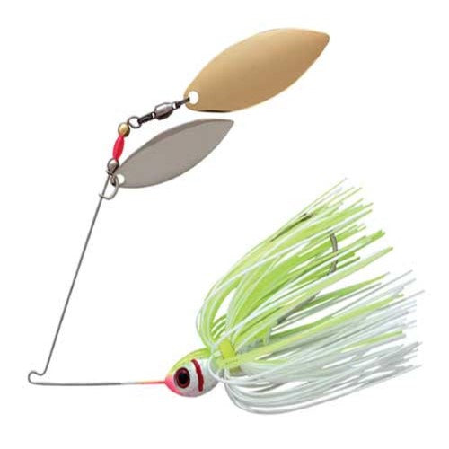 BOOYAH Blade Double Willow Fishing Lure Spinnerbait Two Blade White Chartreuse 1/2 Oz