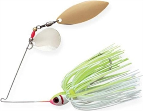Booyah White Chartreuse 1/2 Ounce Tandem Spinnerbait Lure - Fishing