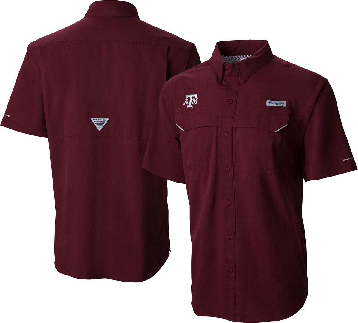 Columbia Men's Texas a&M Aggies Maroon Low Drag Offshore Performance Button Down Shirt, XL