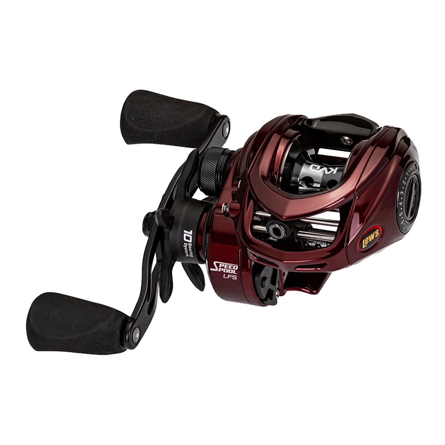 Lew S KVD Baitcast Fishing Reel 7.5:1 Gear Ratio Right-Hand Retrieve Burgundy
