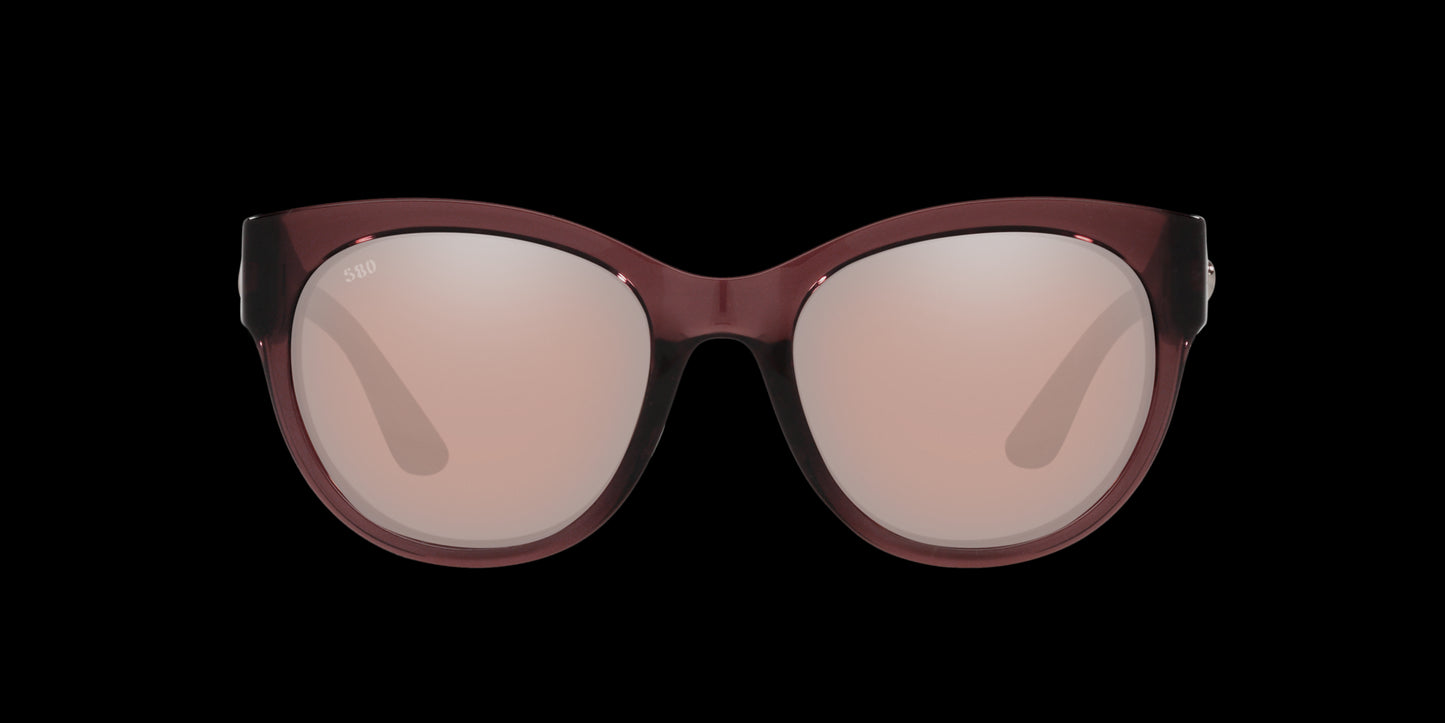 Costa Del Mar Maya Copper SIlver Mirror Polarized Glass Cat Eye Ladies Sunglasses 6S9011 901104 55