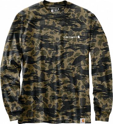 Carhartt Men's Relaxed Fit Heavyweight LS Camo Logo Graphic T-Shirt - Black Blind Duck Camo