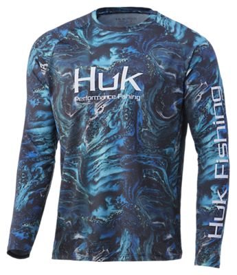 Chemise De Pêche HUK Homme Manches Longues - Bleu Camouflage - Taille M - Polyester