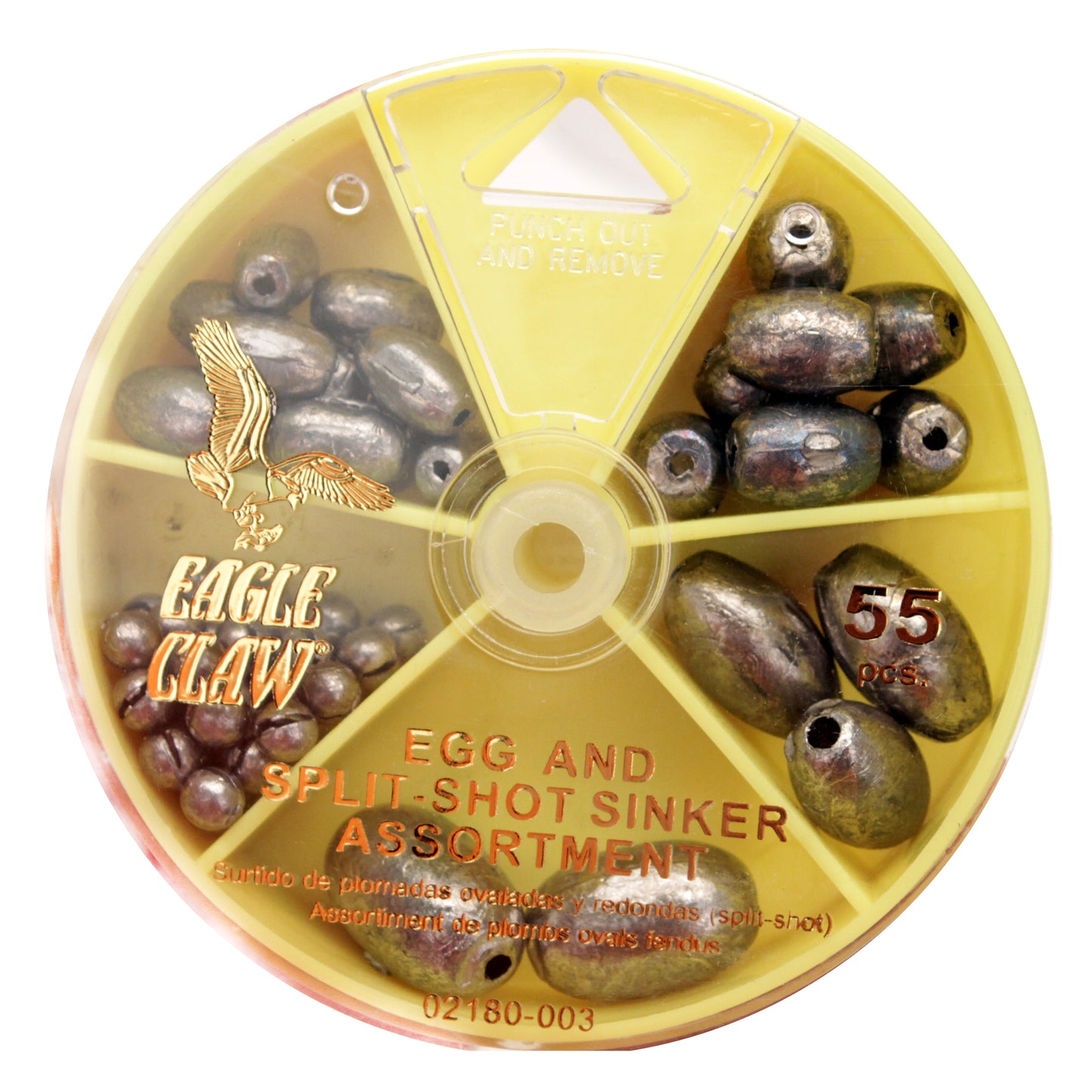Eagle Claw Egg and Split Shot Sinkers Assorted Sizes 55 Pieces