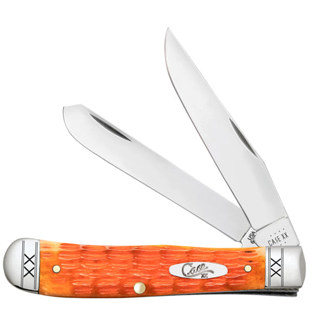 Case Cutlery 35810 2x Stainless Blade Cayenne Orange Handle Trapper Knife