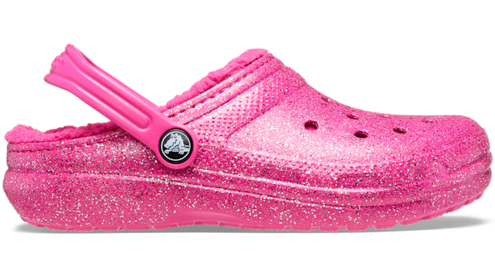 Crocs Fuchsia Fun / Multi Kids Classic Lined Glitter Clog Shoes