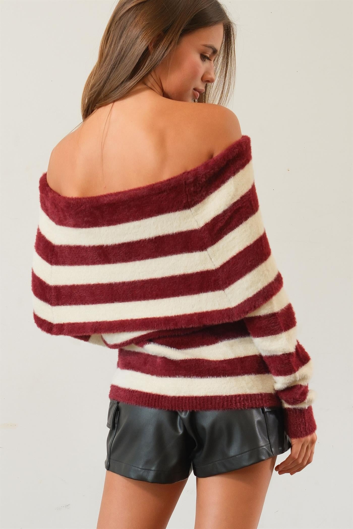 Striped Off Shoulder Sweater
