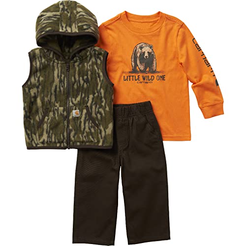 Carhartt Live Outdoors Long-Sleeve T-Shirt, Fleece Jacket, and Canvas Pants Set for Babies