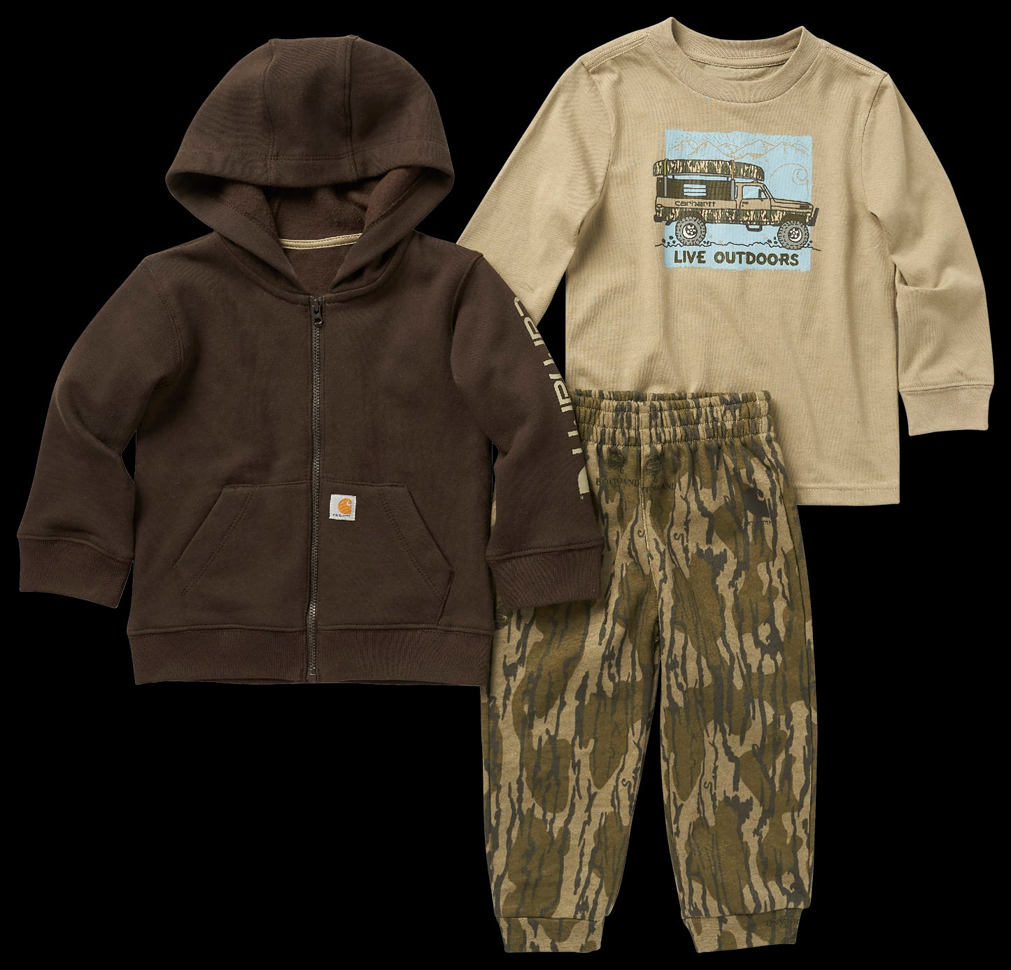 Carhartt Live Outdoors Long-Sleeve T-Shirt, Jacket/Canvas Pants Set for Babies