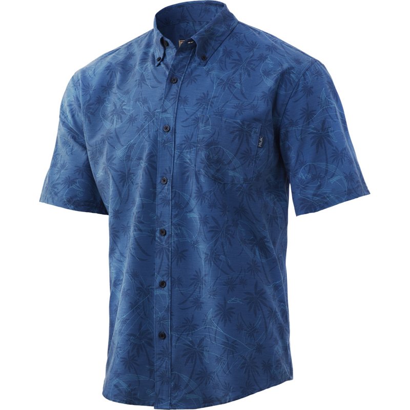 Huk Men's Kona Palm Slam Short Sleeve Button Down Shirt