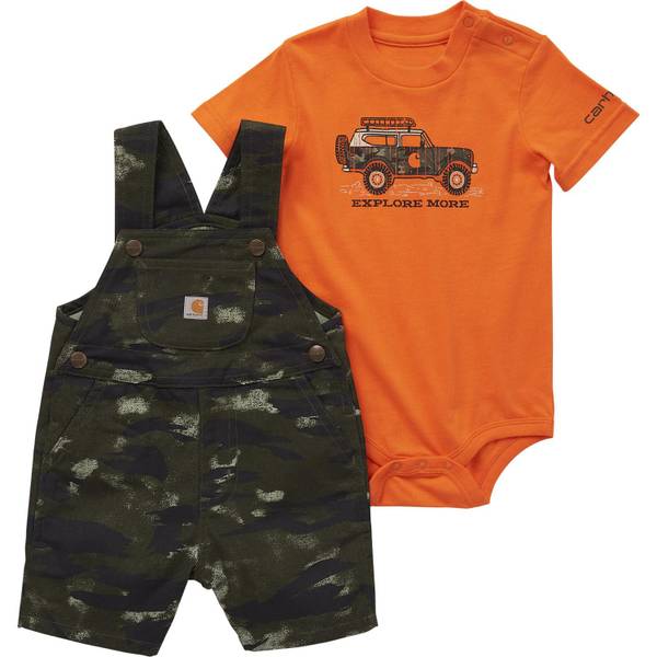 Carhartt Infant Boy's Short-Sleeve Bodysuit and Canvas Camo Shortall Set