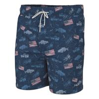 HUK Performance Fishing Pursuit Volley Fish and Flags Shorts