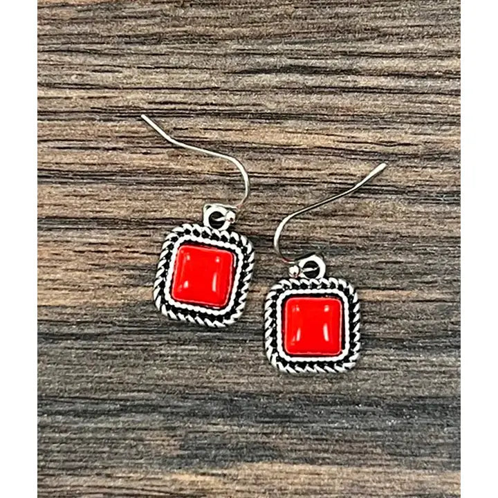 ISAC Trading Inc - 8mm Square Stone Earrings