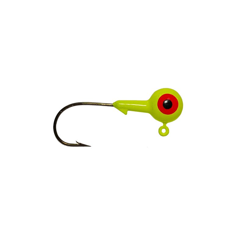 Big Bite Baits 2-Eye 1-Color Round Jigheads 10-Pack Chartreuse 1/4 Oz