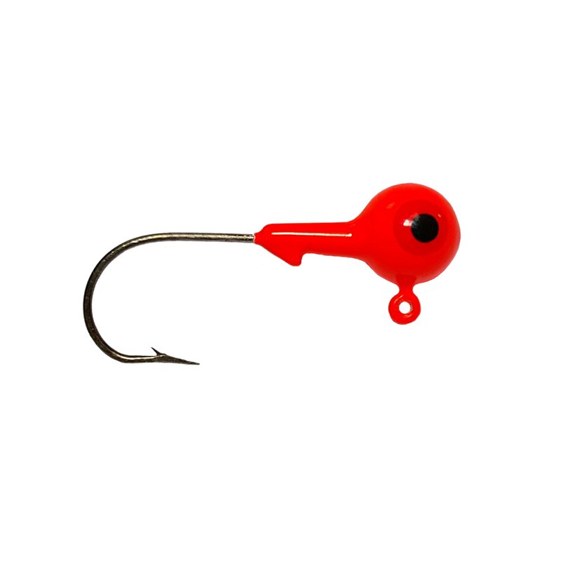 Big Bite Baits 2-Eye 1-Color Round Jigheads 10-Pack Orange 1/16 Oz