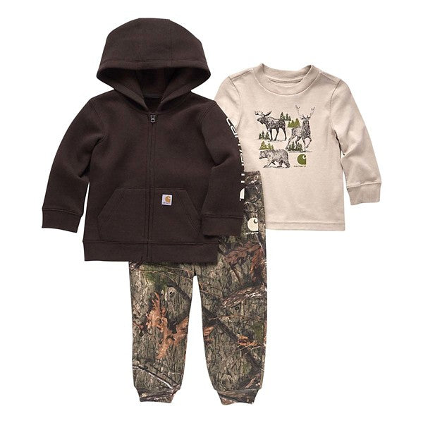 Carhartt Male Cotton Boys' Long-Sleeve Tee, Jacket, & Fleece Pants Set