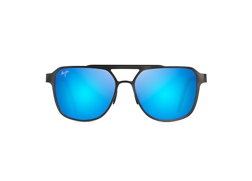 Men's Maui Jim 2nd Reef Polarized Sunglasses Brushed Dark Gunmetal/Blue Hawaii