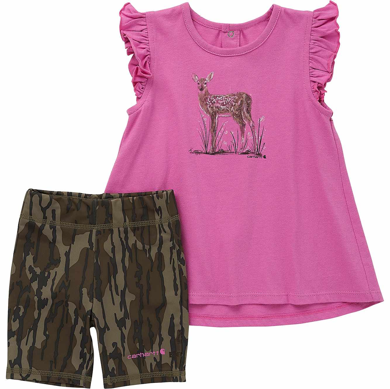 Carhartt Deer Short-Sleeve Shirt & Camo Biker Shorts Set for Babies