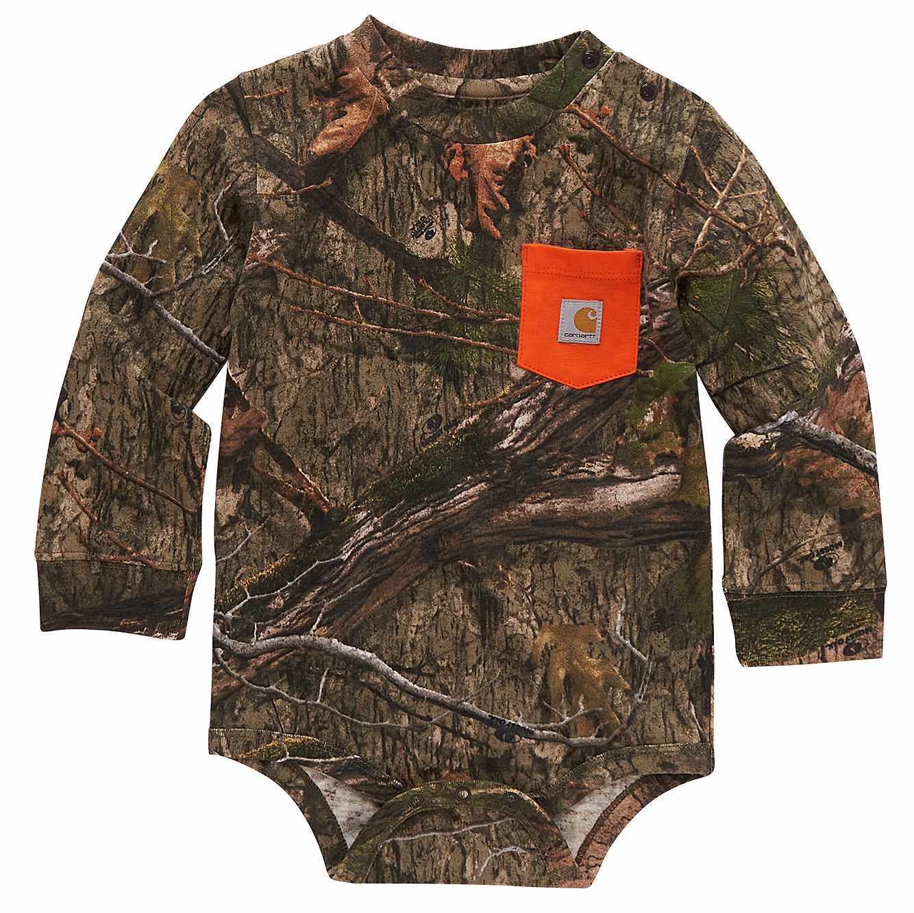 Carhartt Baby Boys' Long Sleeve Camo Pocket Graphic Bodysuit