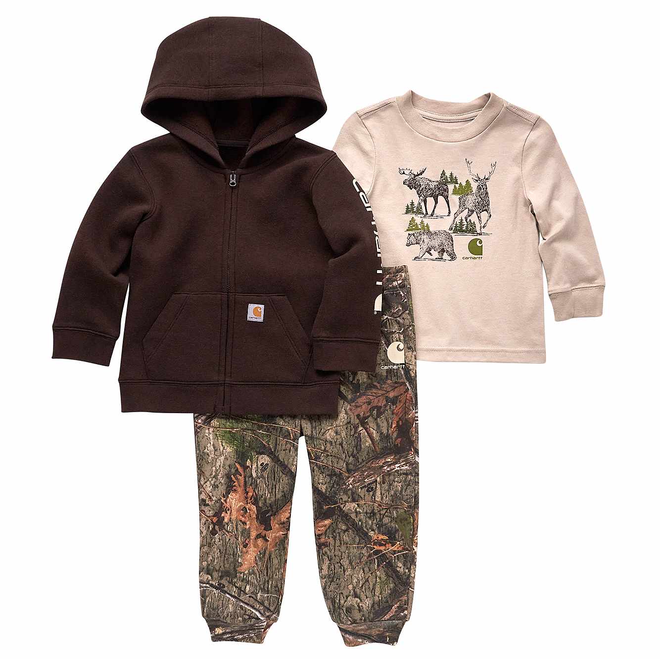 Carhartt Male Cotton Boys' Long-Sleeve Tee, Jacket, & Fleece Pants Set