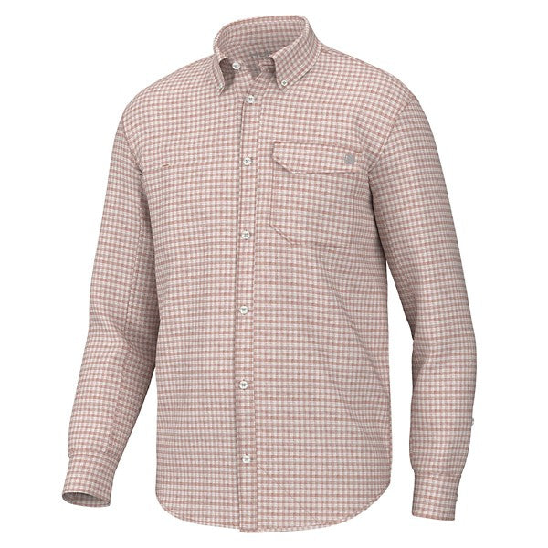 Huk Men's Tide Point Break Minicheck Long Sleeve Button up Shirt