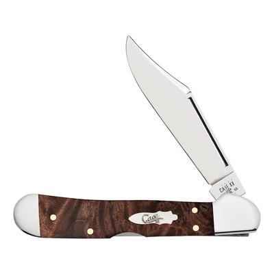 Case XX Knives Mini Copperlock Brown Maple Burl Wood 64067 Stainless Pocket Knife