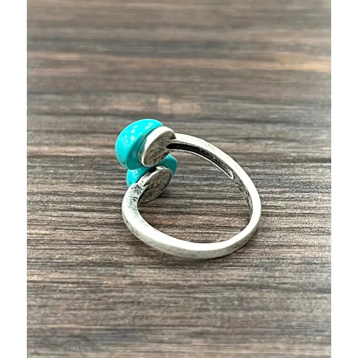 Brass Oval Turquoise Adjustable Rings