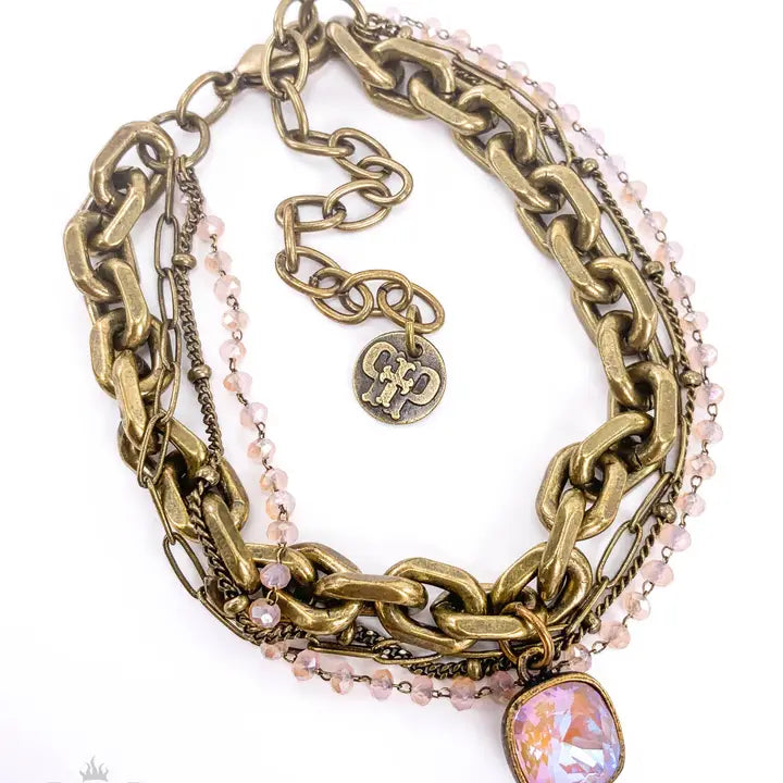 Crystal and Chain Bracelet with Austrian Crystal