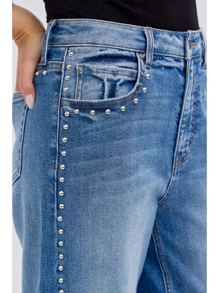 CELLO - High Rise Studded Wide Leg