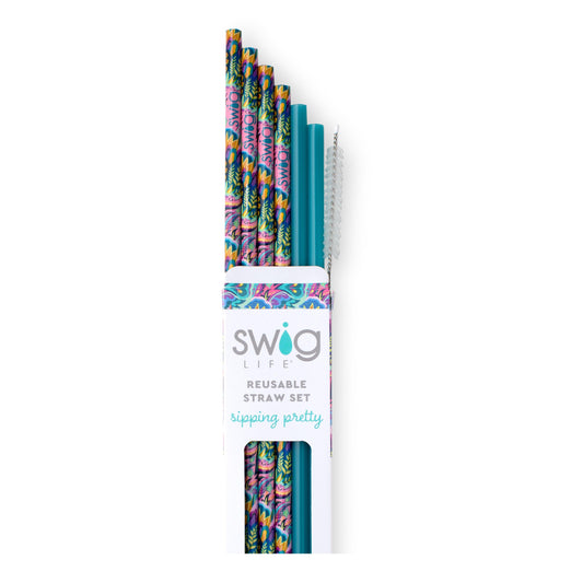 Swig - Bazaar + Teal Reusable Straw Set