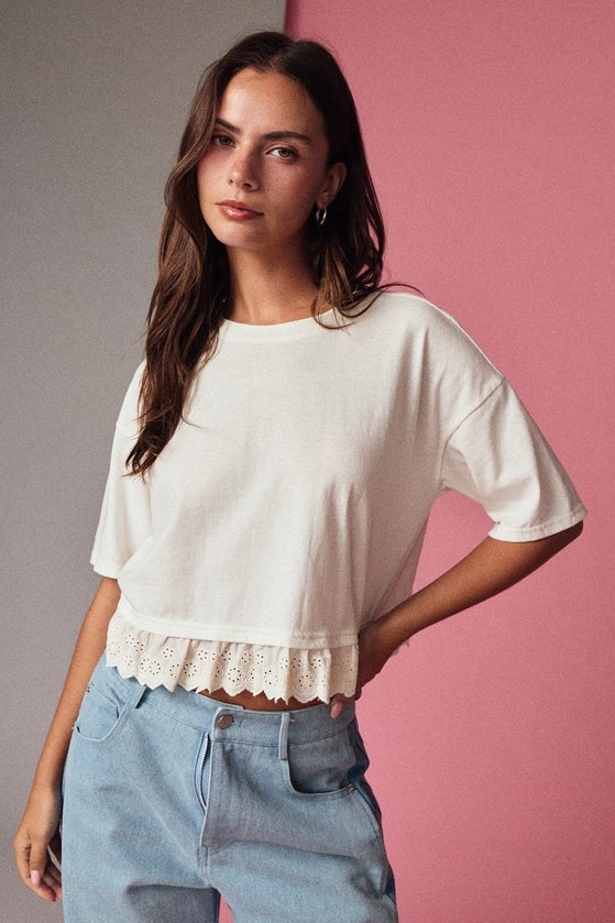 Papermoon - Eyelet Boxy Knit Top