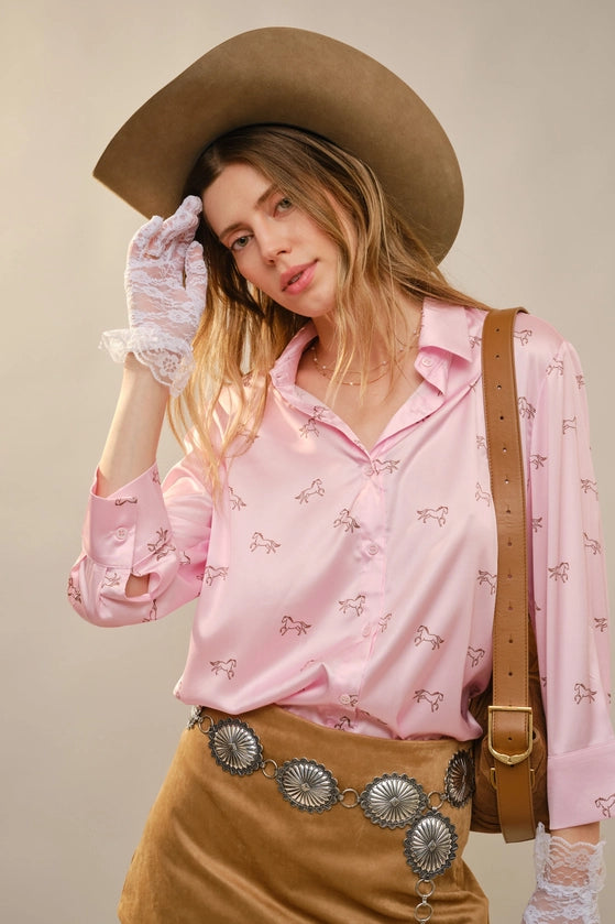 Blue B - Satin Horse Blouse