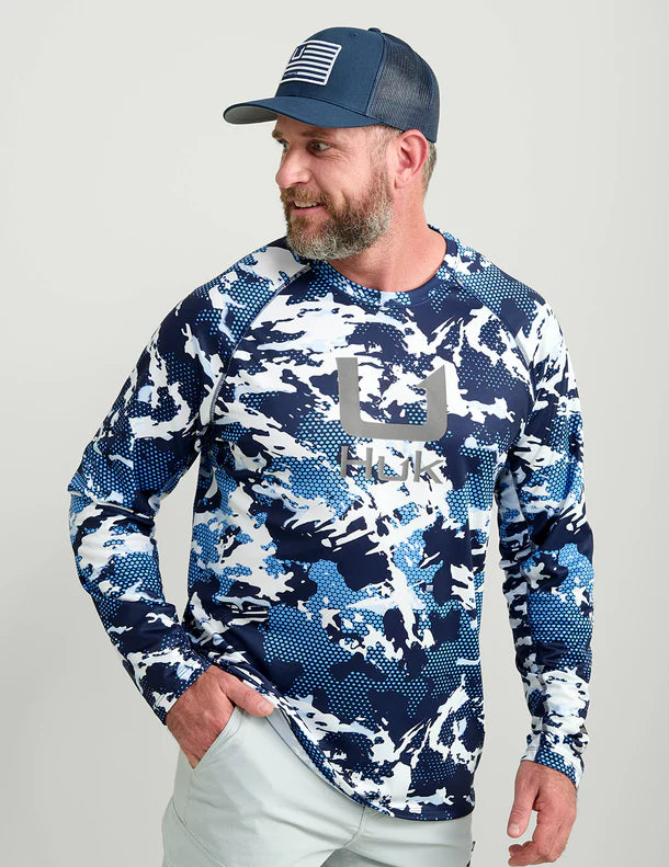 HUK - KC Print Icon Preformance Crew - Long Sleeve