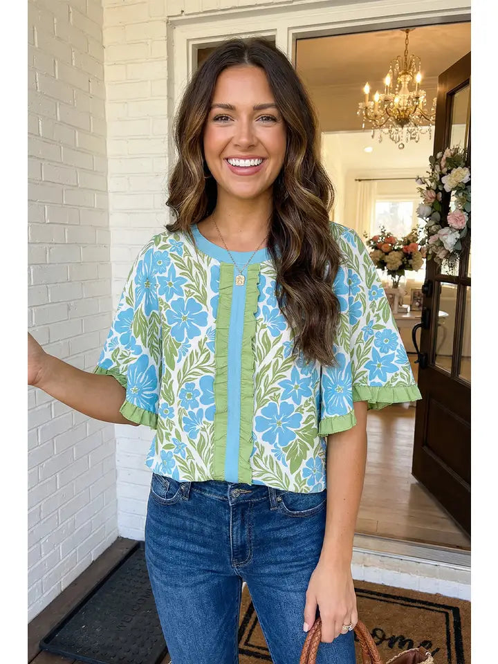 LA Society - Floral Ruffled Blouse