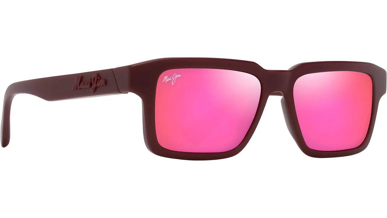 Maui Jim Kahiko Rectangle Sunglasses, Matte Burgundy/Maui Sunrise Polarized, Large