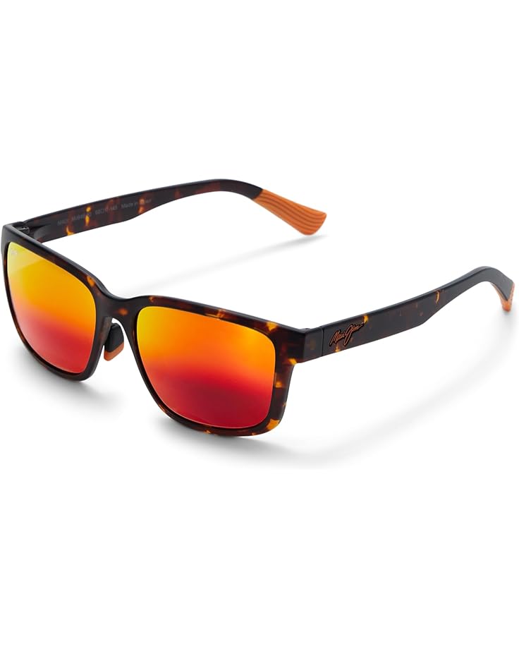 Maui Jim Lehiwa AF Square Sunglasses, Matte Dark Havana/Hawaii Lava Polarized, Large
